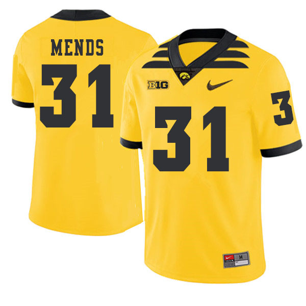2019 Men #31 Aaron Mends Iowa Hawkeyes College Football Alternate Jerseys Sale-Gold - Click Image to Close